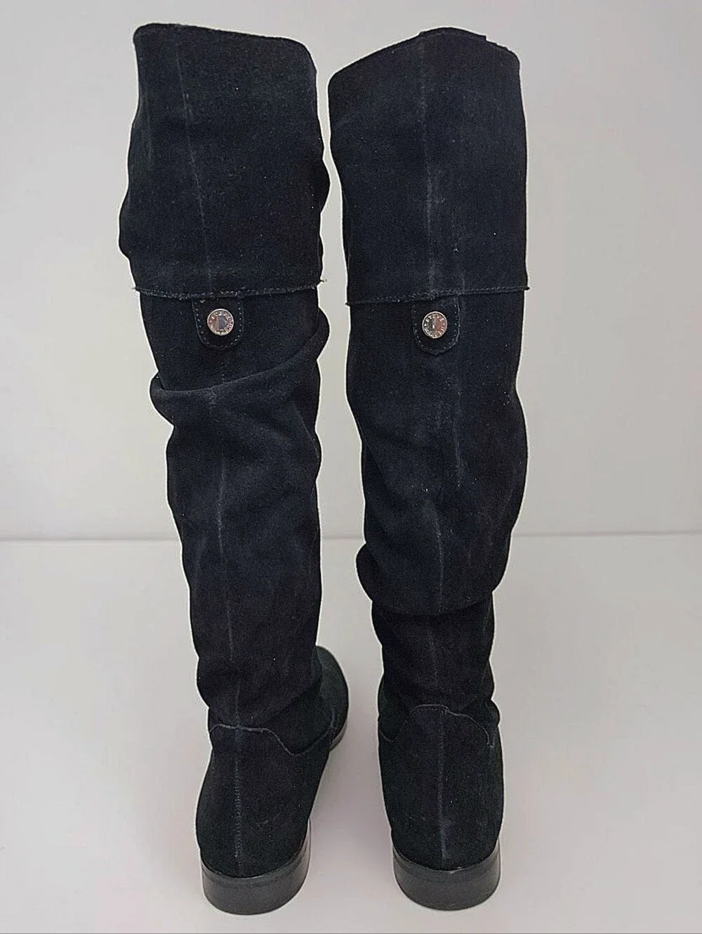 Steve Madden Balen Knee High Black Leather Suede Slouch Boots 9.5 Casual